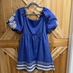 Blue Dress with White detailing